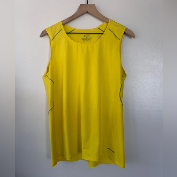 Patagonia Yellow‎ & Grey Sleeveless Running Tank XL - Picture 1 of 5